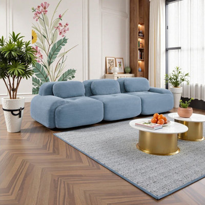 Elegant Camel 3-Seat Modular Sofa with Corduroy Fabric – No Assembly Needed, Perfect for Living Room & Bedroom