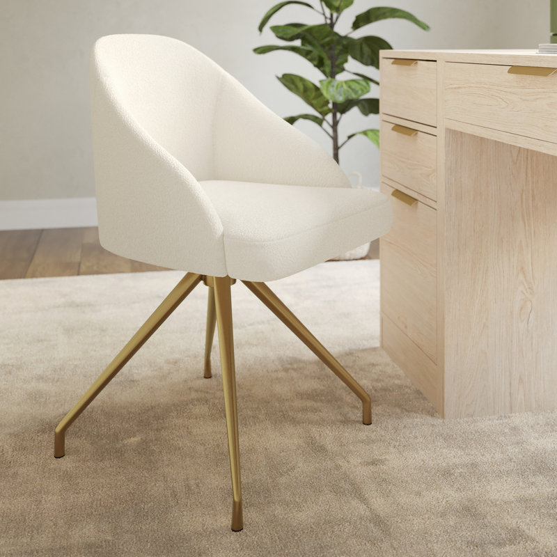 Chaise de bureau Martha Stewart Sora, Laiton poli, Crème
