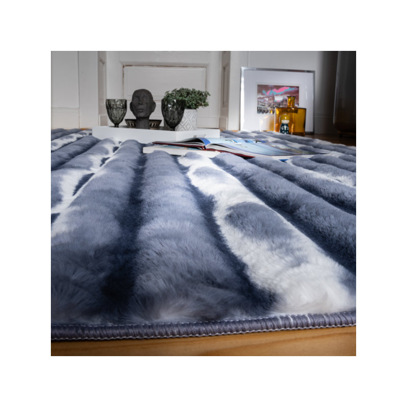 Waves Striped Hand Tufted Area Rug, Blue, Rectangular 160 x 230cm