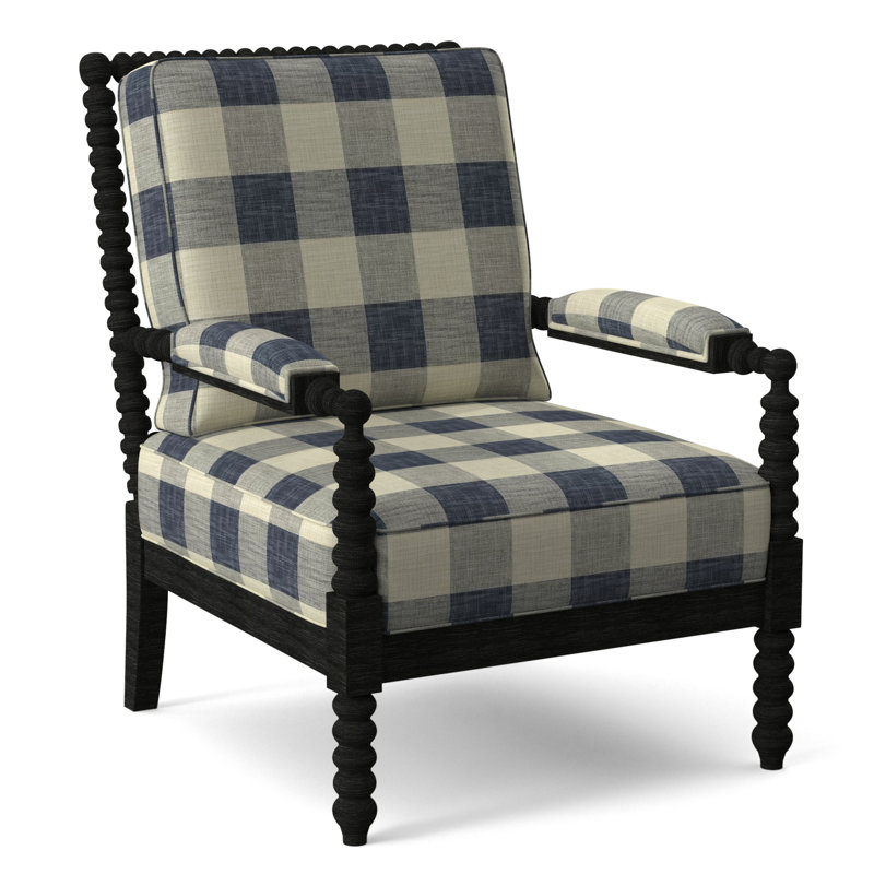 Lind Island 29" Wide Lounge Chair, Sunbrella Beige Pinstripe; 6205-74, Antique Black Finish