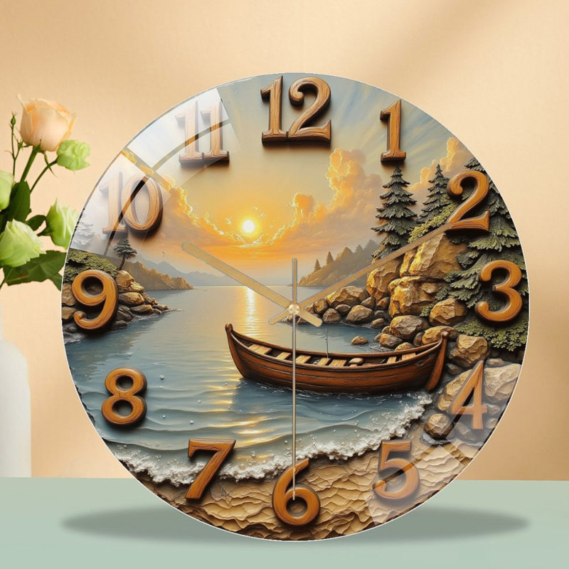 Horloge murale en bois Sunset Lake