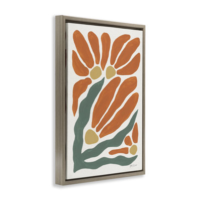 Art mural Mid-Century orange fleuri encadré par Floater, conception par Yvette St. Amant