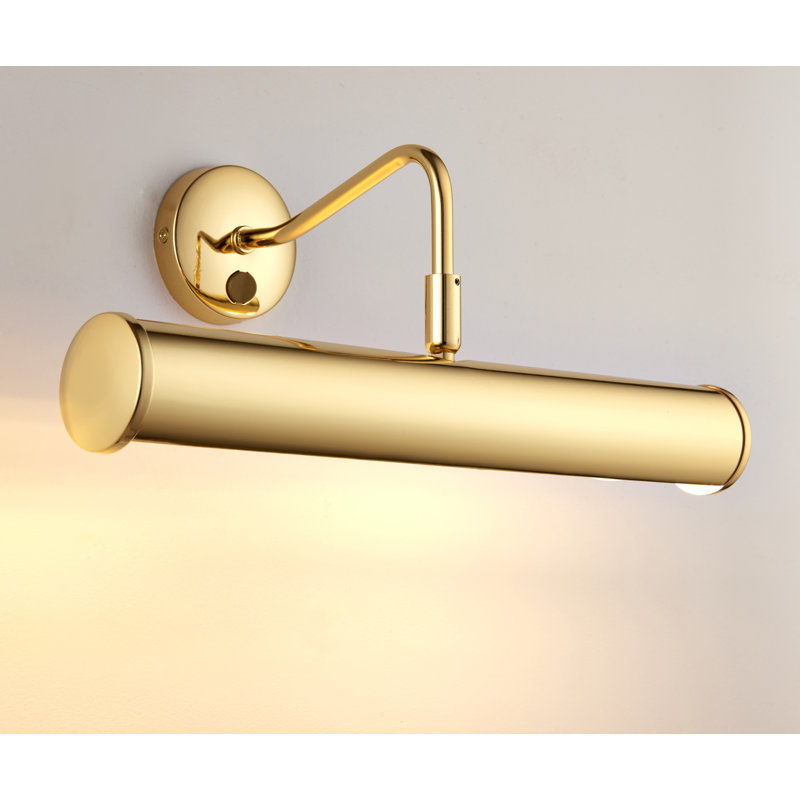 1 - Light Hardwired Wall Mounted Picture Light, 18.5 cm H x 35.5 cm W, Brass