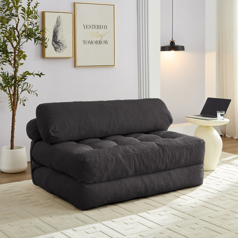 Convertible Corduroy Floor Sofa Bed, Adjustable Sleeper Lounge Couch, Multi-Functional Fold Out Chaise for Living Room & Guest Room