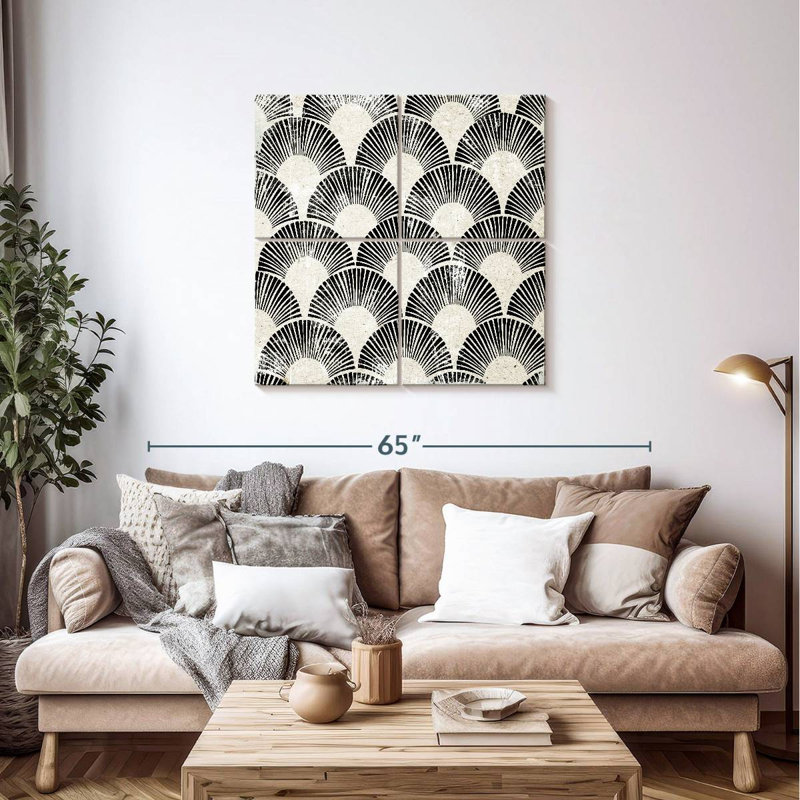 White Art Deco I, H 38 po x l 38 po