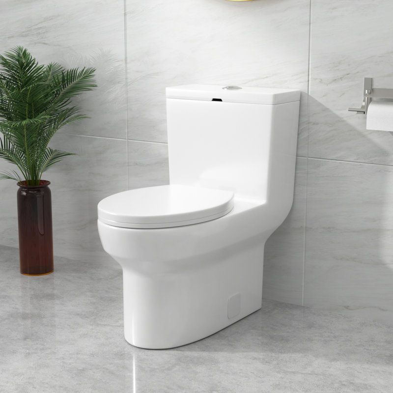 Toilette une pièce fixée au sol à hauteur de chaise 1,6 GPF Sarlai (siège inclus)
