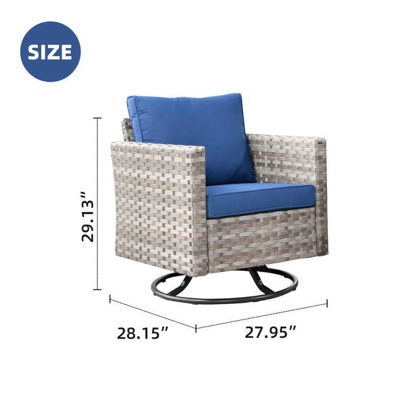 Ensemble de 2 chaises d'extérieur avec coussins Baili, Marine