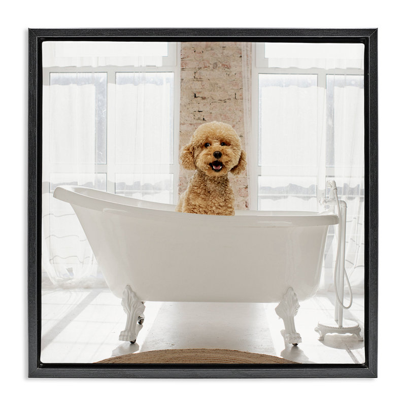 Cadre flottant Happy Puppy, par CAD Designs, Cadre flottant noir de jais, H 18 po x l 18 po