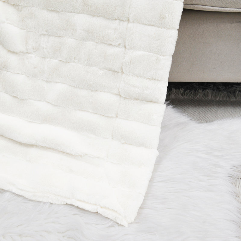 Knitted Throw Blanket, Bright White, 127cm W x 152.4cm L