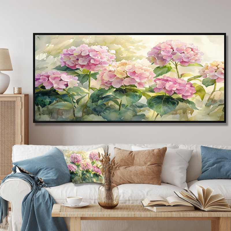 Jadarrion - Floral Wall Art, Noir, noir, noir, noir, H 28 po x l 60 po, Impression encadrée flottante