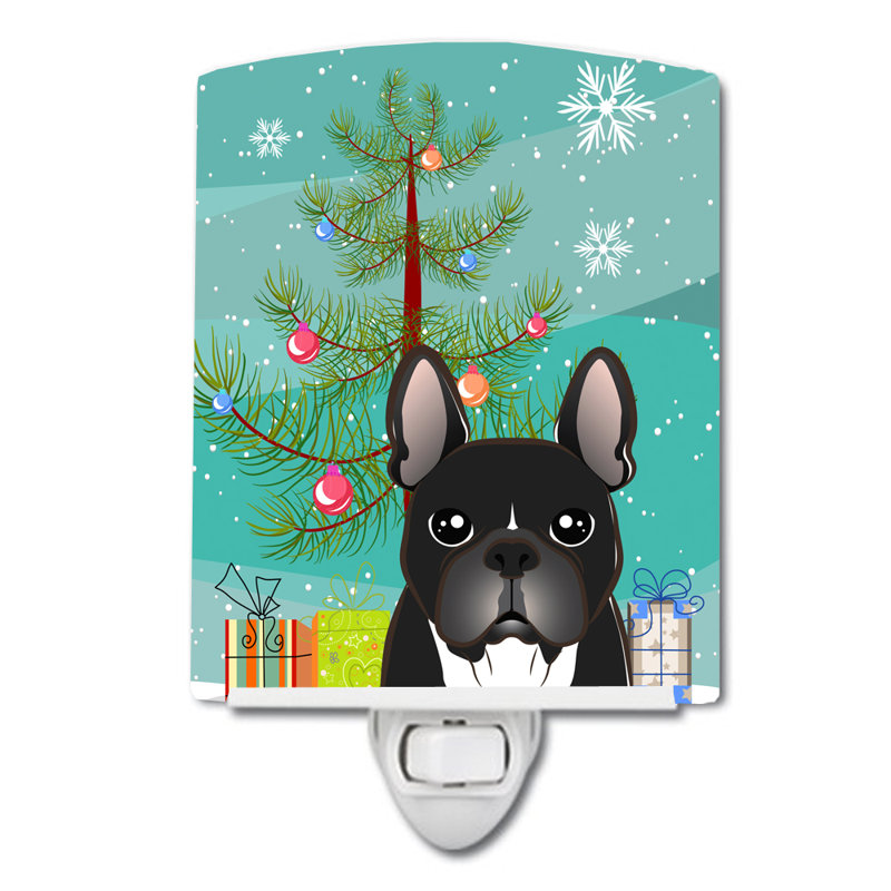 Éclairage de nuit en céramique et arbre de noël beagle, Bouledogue français gris