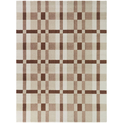 Crowell Beige Plaid Grid Area Rug