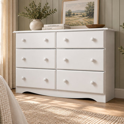 Genai 100% Solid Wood 6-Drawer Double Dresser