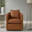 Fauteuil d'appoint pivotant en cuir fleur brun Kristo