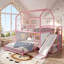 Lit superposé pour enfant avec glissade, lumières DEL, rideau d'intimité et rangement AVELOR Playhouse-139696907-139696904