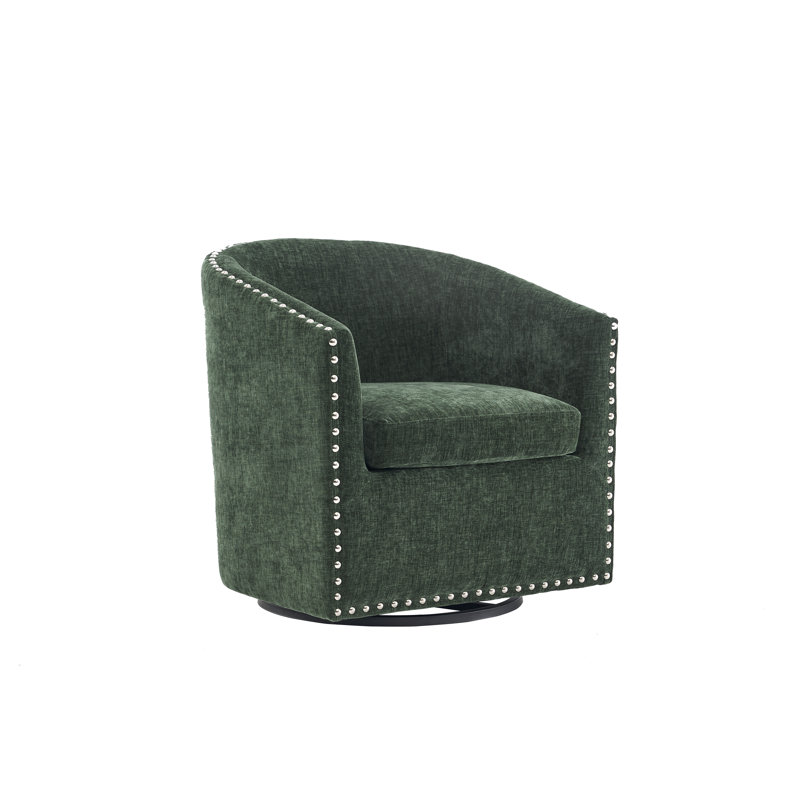 Fauteuil d'appoint pivotant en tissu Wanti, Mélange de polyester vert
