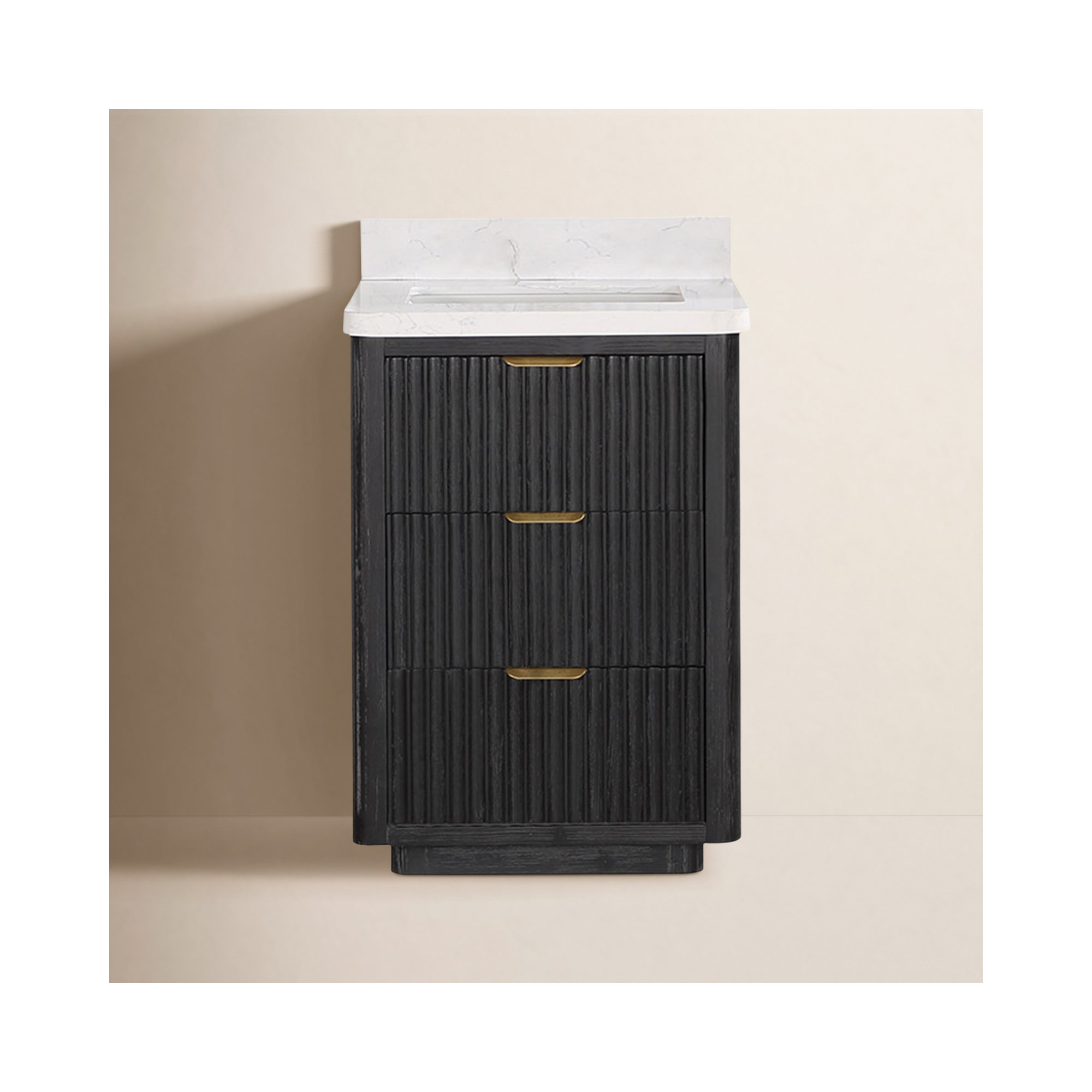 Adela 24'' Single Bathroom Vanity, Gold, Black, White