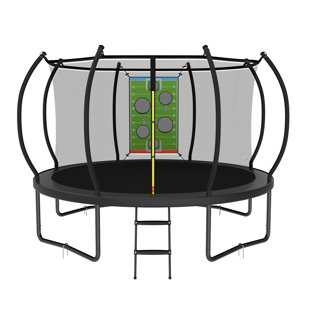 ACWARM HOME 12FT Trampoline Outdoor with Safety Enclosure Net Recreational Trampoline for Kids and Adults Anti-Rust ASTM Approved Black