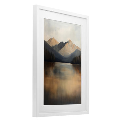 «Terracotta Reflection Moody Landscape», reproduction encadrée sous verre, conception de Petal Prints Design