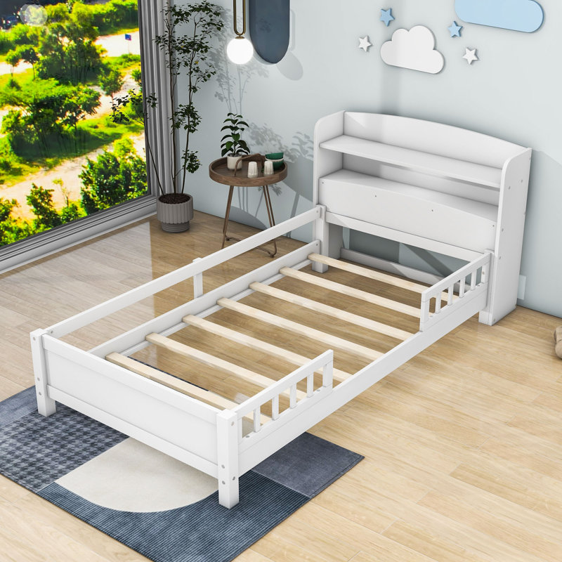 Lit plateforme avec rangement Atherstone, Blanc, Simple