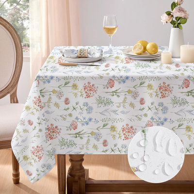Large Spring Floral Table Cloth Wipeable Tablecloths 240x140 cm ,Rectangular
