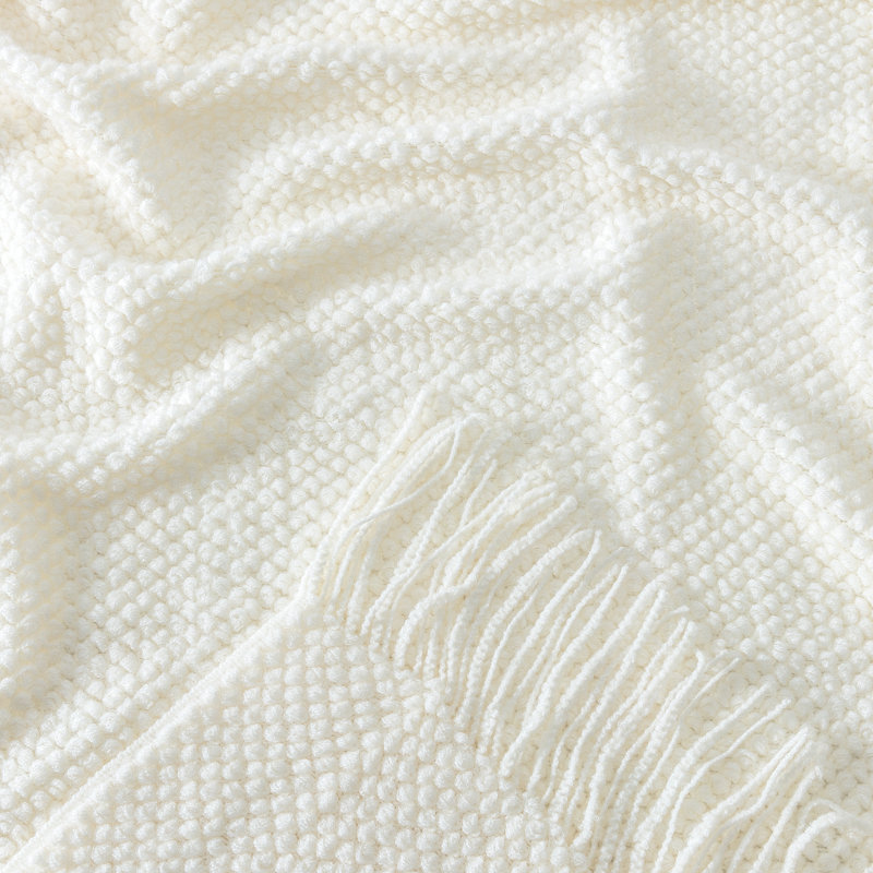 Round Pearl Textured Super Soft Throw, Cream