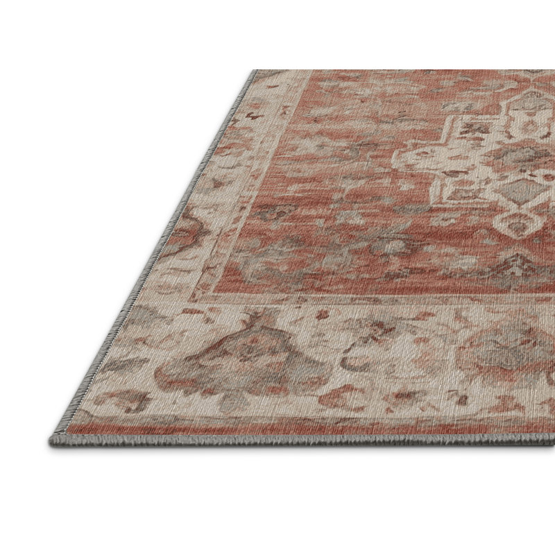 Tapis gris lavable à la machine, Rond 6 pi