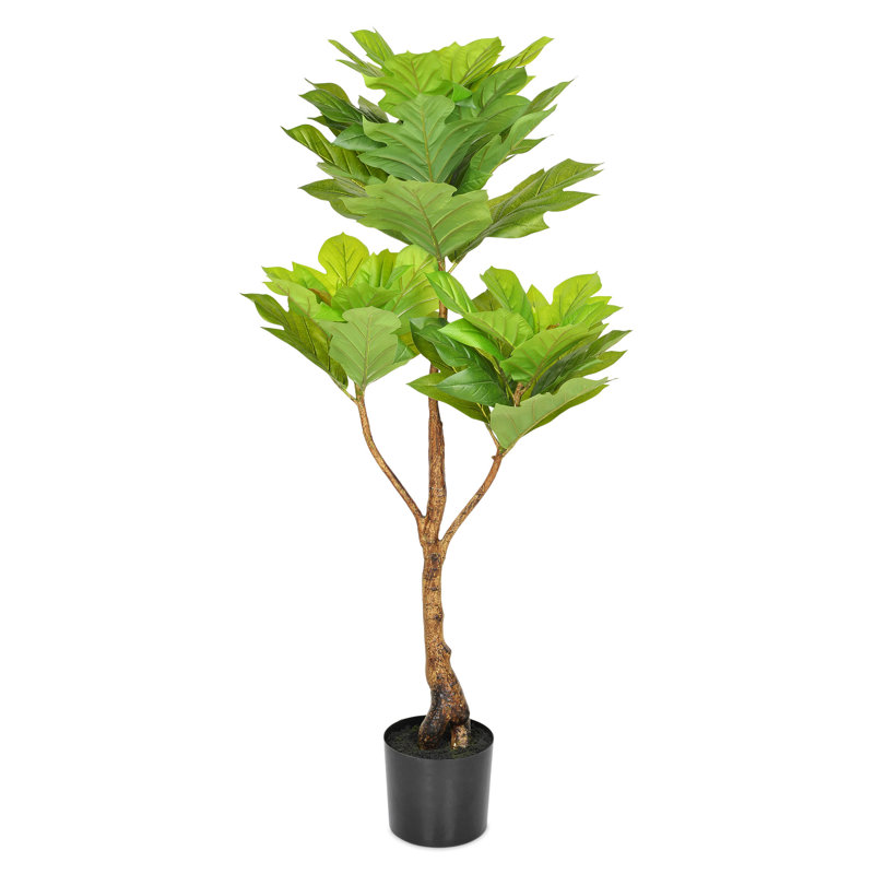 140cm Faux Fiddle Leaf Fig Tree in Stone Planter