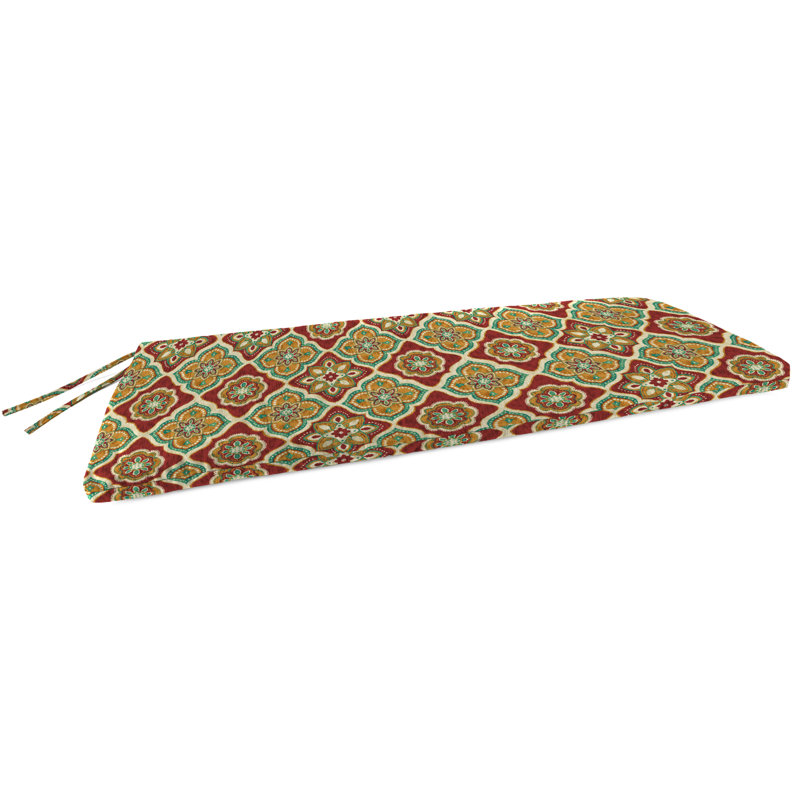 48" x 18" Outdoor Bench Cushion with Ties, Adonis Jewel