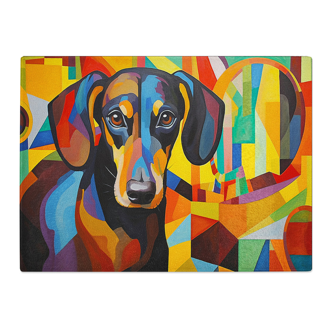 Dachshund Orphism  Glass Chopping Board