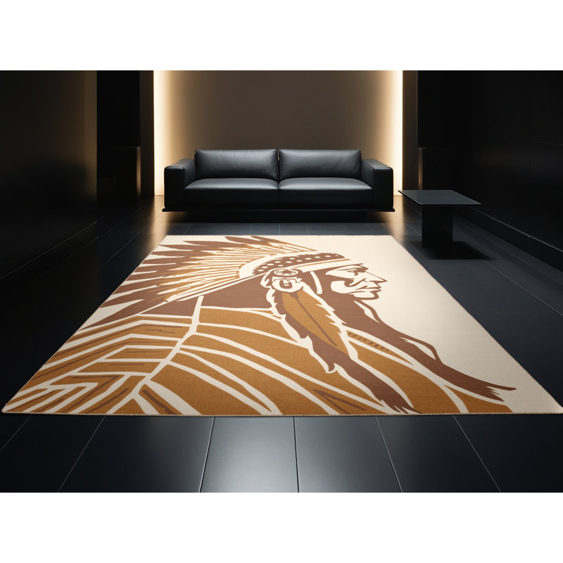 Tapis moelleux moelleux à imprimé bloc Dunton Sioux Warrior, 3 X 5