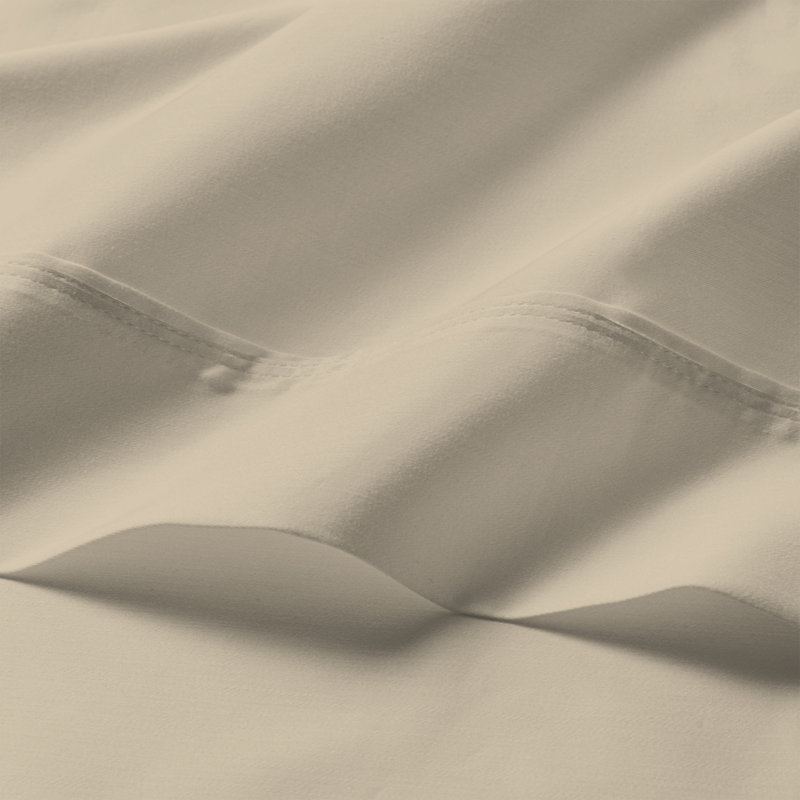 Beige Queen Cotton Deep Pocket Sheet Set with Pillowcases
