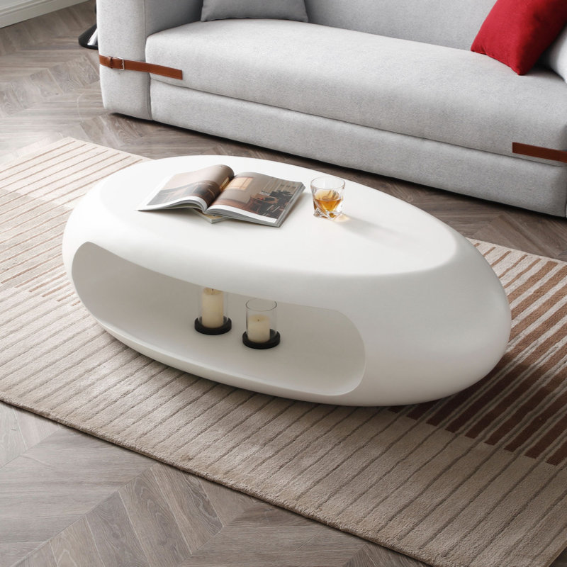 Table basse simple en verre Carlheinz, Blanc, H 17,71 po x L 47,24 po x l 17,71 po