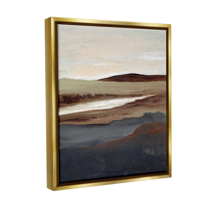 «Rustic Hills Abstraction Floater Frame» par Nikita Jariwala sur, Cadre flottant métallique doré, H 21 po x l 17 po
