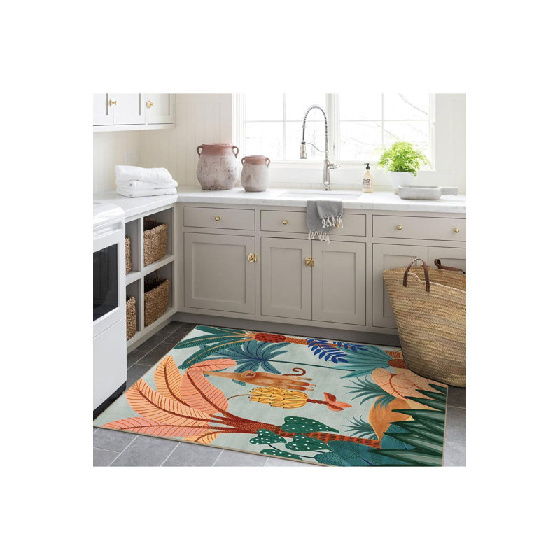 Tapis décoratif à motif de singe suspendu lavable, Sous-tapis rectangulaire 4 pi 7 po x 6 pi 7 po inc