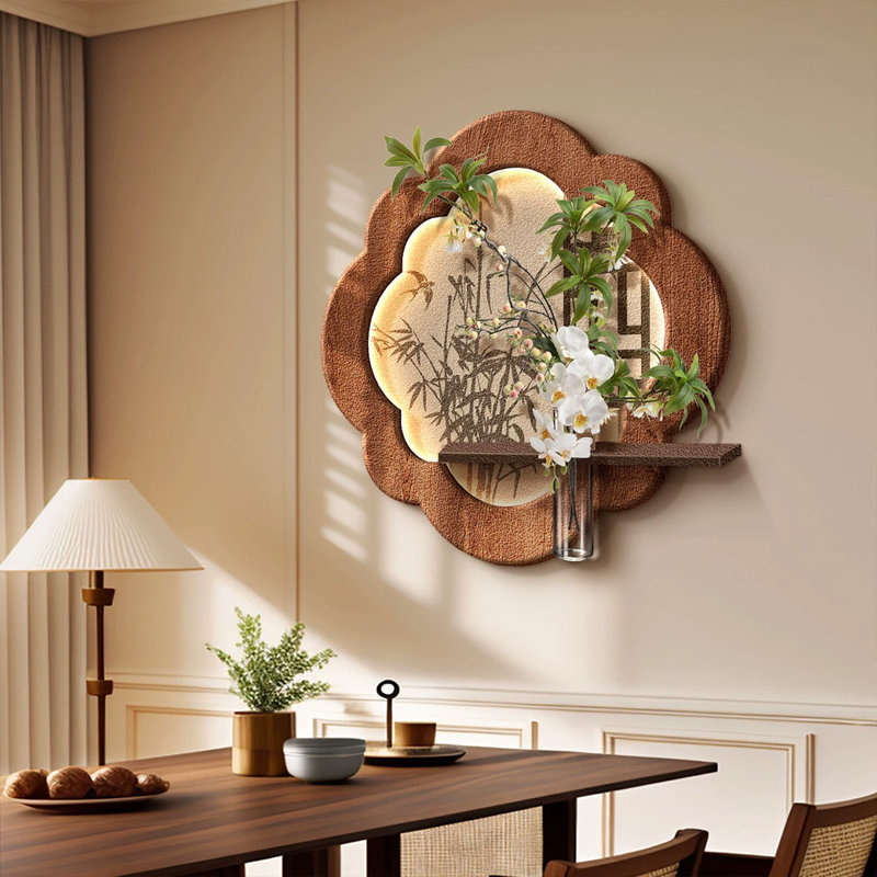 Brun, blanc forme libre grès art mural, H 19,69 po x l 19,69 po