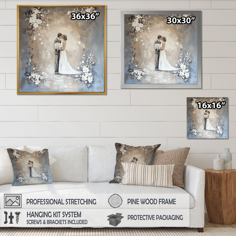 Couple, célébration de mariage II - Art mural imprimé «Celebrate Motivation», Floater Framed Print without Mat, 36" H x 36" W