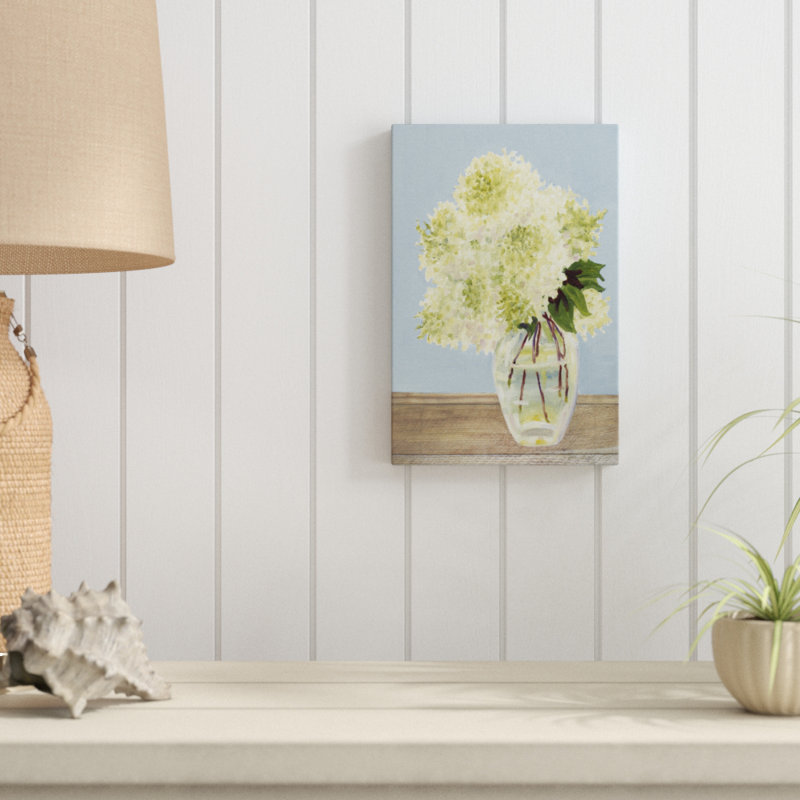 «Hydrangea Vase II», peinture sur toile, H 12 po x l 8 po