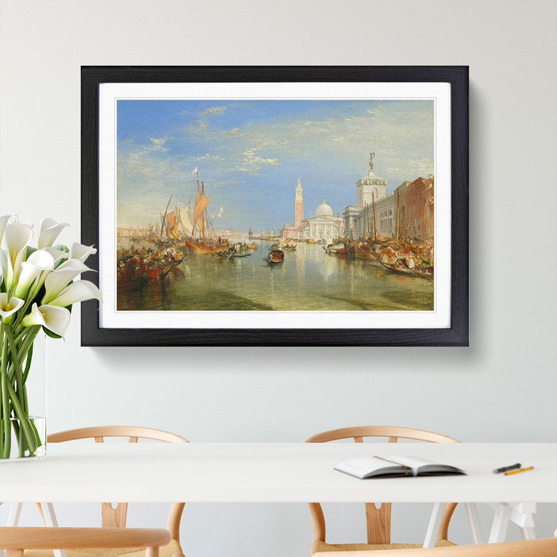 Dogana and the Santa Maria by Joseph Mallord William Turner - Picture Frame Painting, 27cm H x 36cm W x 2cm D, Black Framed