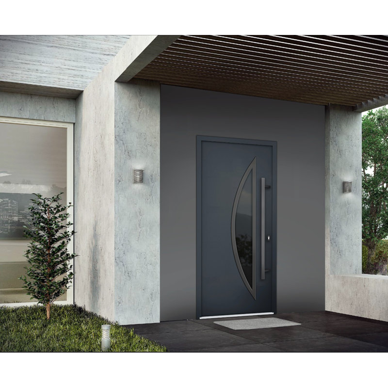 Façade avant en acier pré-suspendue avec deux inserts en acier inoxydable anthracite 6501 l 36 po x H 80 po
