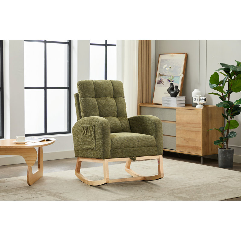 Chaise berçante avec pieds en bois massif, Cyan