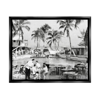 Bayou Breeze Vintage Tropical Beach Resort Framed Floater Canvas Wall Art By Graffi*Tee Studios