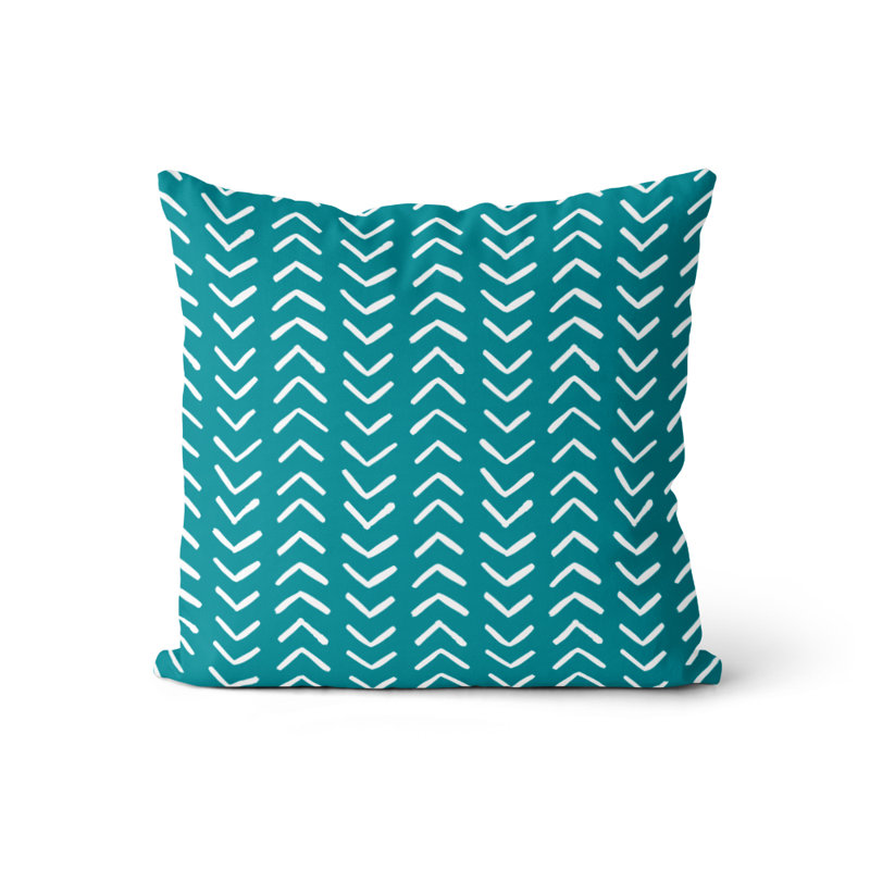 Housse et insert de coussin carré Pece, Bleu sarcelle / blanc