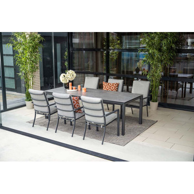 Shalyn 7 Piece 6 person 230cm L Outdoor Dining Set with Cibecue Dining Chairs