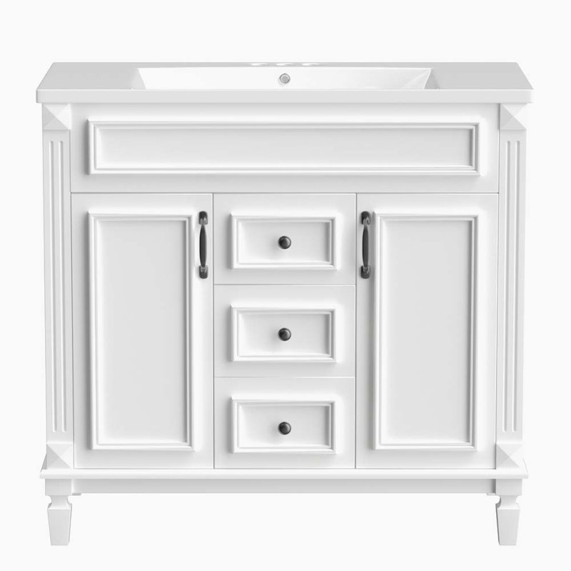 Clent 36.12'' Single Bathroom Vanity with Resin Top, White