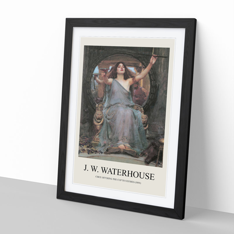 Circe Offering the Cup to Odysseus by John William Waterhouse - Picture Frame Art Prints, Black, 48cm H x 36cm W x 2cm D