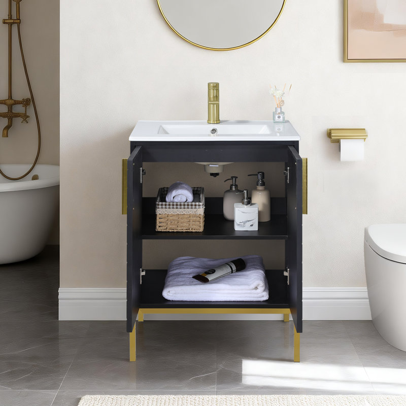 Ensemble de meuble-lavabo simple 24 po noir