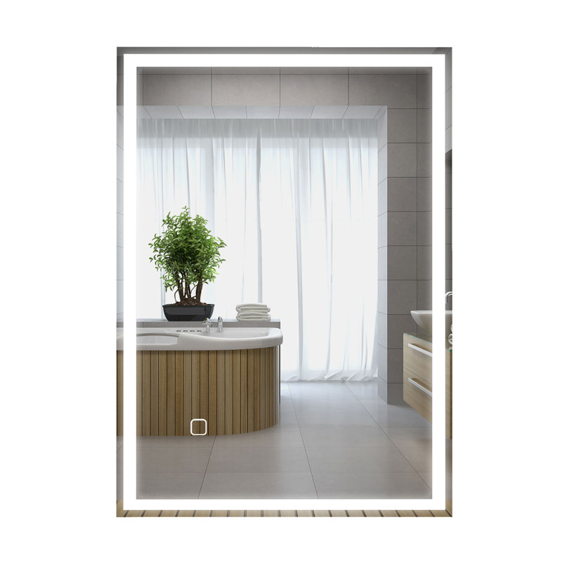 Miroir de salle de bain à intensité variable avec lumières DEL, 3 couleurs et désembuage, 31,5 po x 23,5 po