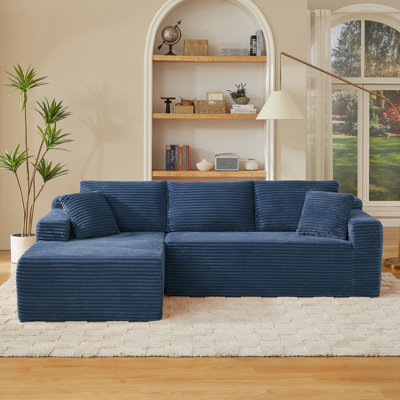 L-Shaped Cloud Sectional Sofa With Deep Seat, No Assembly Required, Modular Sleeper For Living Room And Apartment Use.