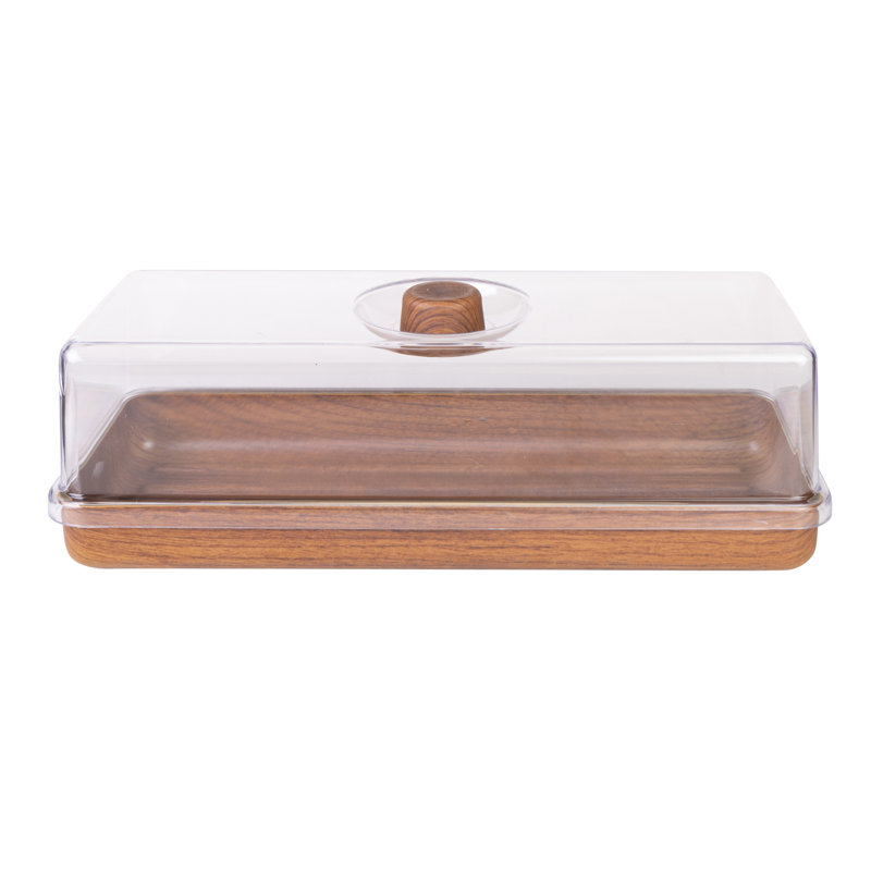 Loon Peak Mahogany Collection Bread And Cake Tray With Cover